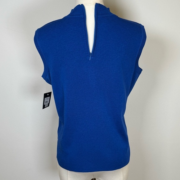 Ming Wang Sleeveless Top Bright Blue High Collar Women’s Size PM Petite Medium - Picture 6 of 11